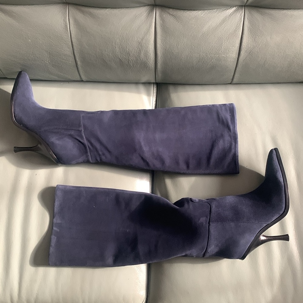 Sigerson Morrison Dark Navy Halie Pointed Toe Suede Slouchy Boots
